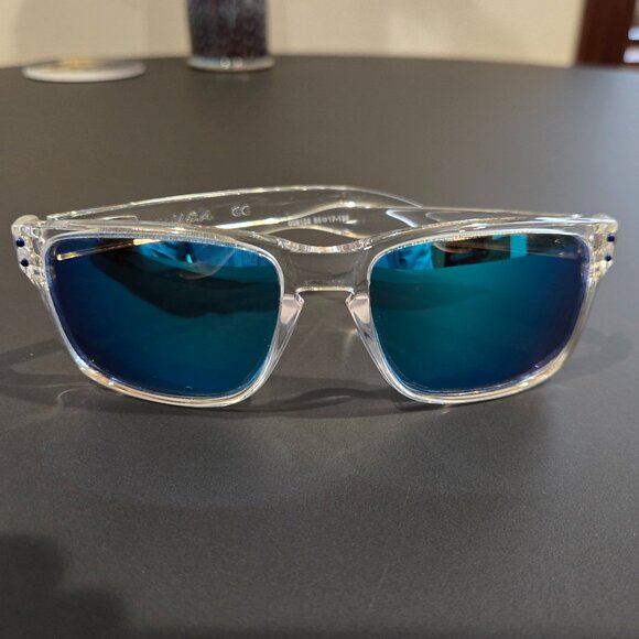 Oakley Holbrook Polarized Square Frame Sunglasses - Clear Frame / Blue Lens - Picture 7 of 14